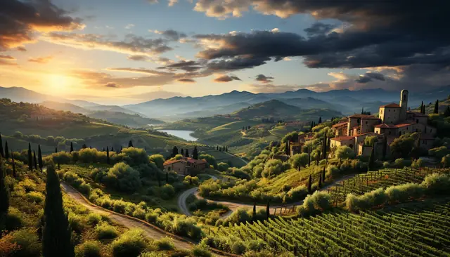 Colline italiane al tramonto